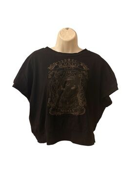 Black Cat Moon Graphic Tee - Black
